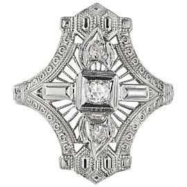 .13 Carat Diamond White Gold Open Work Art Deco Ring