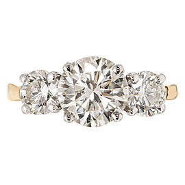 Peter Suchy 2.18 Carat Diamond Yellow Gold Platinum Three Stone Engagement Ring