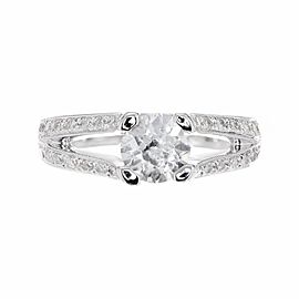EGL Certified .87 Carat Diamond White Gold Split Shank Engagement Ring