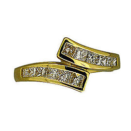 Vintage Estate Fine 18k Gold Channel Set Bypass Princess Cut Diamond Ring, 6 1/2