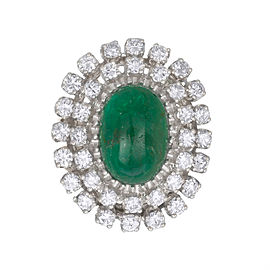 GIA Certified 3.00 Carat Emerald Diamond White Gold Midcentury Cocktail Ring
