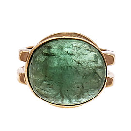 Emerald 14.85ct Cabochon 14k Yellow Gold Cocktail Ring