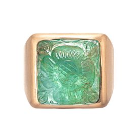 Peter Suchy GIA Certified 15.92 Carat Carved Emerald Gold Ring