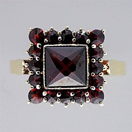 Art Deco Estate Square 14k Garnet Rose Cut Ring