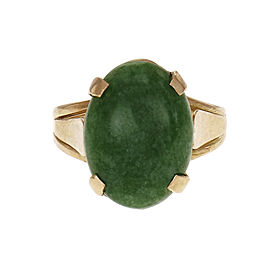 Vintage 1960 Jadeite Jade Ring 18k Yellow Gold GIA Certified Dyed