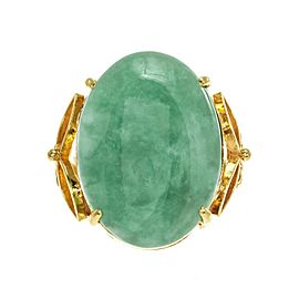 GIA Certified Natural Jadeite Jade Yellow Gold Cocktail Ring