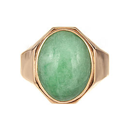 GIA Certified Oval Jadeite Rose Gold Unisex Ring