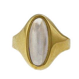 Vintage 18k Yellow Gold Elongated Moonstone Ring Size 7.25