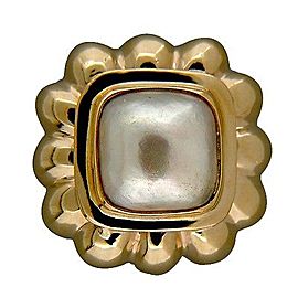 Vitnage Designer Ma 14k Gold Shrimp Style 11mm Silvery Grey Mobe Pearl Ring