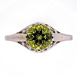 Filigree Art Deco 14k White Gold 1.05ct Peridot Vintage Ring