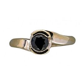 Estate 14k White Gold Semi Bezel Swirl .65ct Blue Sapphire Ring Size 6 1/2