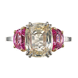 Peter Suchy GIA Certified 3.91 Yellow Sapphire Platinum Engagement Ring