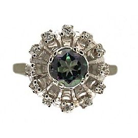 Vintage Estate 14k White Gold Mystic Topaz Round Diamond Round Ring Size 6