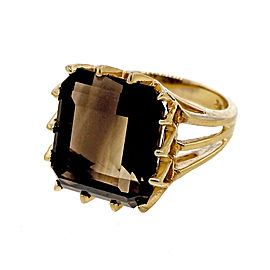 Vintage 1950 14k Yellow Gold 8.00ct Smoky Topaz Yellow Gold Ring Size 7