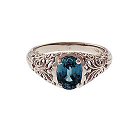 Filigree Platinum Blue Zircon Ring
