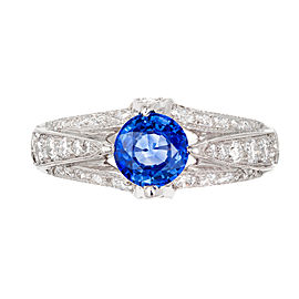 Tacori Gia Certified .93 Carat Sapphire Diamond Platinum Engagement Ring