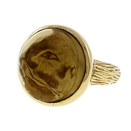14k Yellow Gold Bezel Set 12.71ct Cabochon Set Smoky Quartz Ring Size 7.25