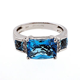 Designer Bellari 3.72ct Blue Topaz 18k White Gold Diamond Ring