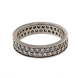 18K White Gold 1.00ct Diamond 2 Row Bead Set Band Ring Size 6.5