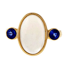 Peter Suchy 14K Yellow Gold with 5.25ct Blue Moonstone and 0.62ct Blue Sapphire Ring Size 6.5