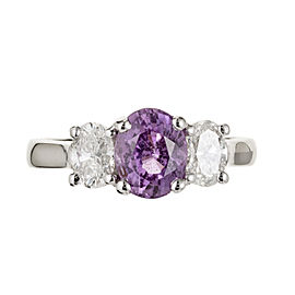 Peter Suchy Purple Pink Sapphire Engagement Ring Oval Diamond Platinum GIA