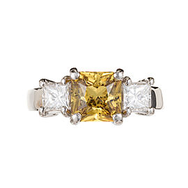 Peter Suchy 2.32 Carat Yellow Natural Sapphire Diamond Platinum Engagement Ring