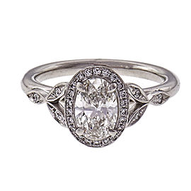 Peter Suchy Oval Diamond Halo Engagement Ring Platinum GIA Certified