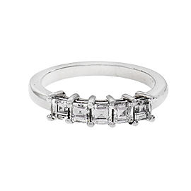 Peter Suchy Square Step Cut Band .73ct Platinum Ring 5 Diamond Common Prong