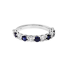 Peter Suchy Sapphire .65ct Diamond Half Way Common Prong Ring Platinum