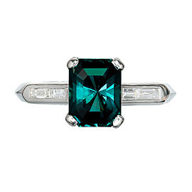 Peter Suchy GIA Certified 3.15 Carat Green Sapphire Diamond Platinum Ring
