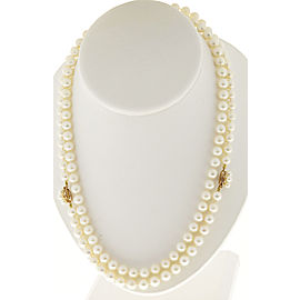 14k Yellow Gold Vintage Cultured Pearl Necklace and Bracelet Set