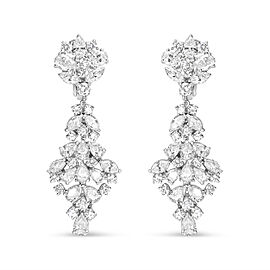 18K White Gold 9 1/2 Cttw Diamond Cluster Drop Dangle Clip-On Earrings (F-G Color, VS1-VS2 Clarity)
