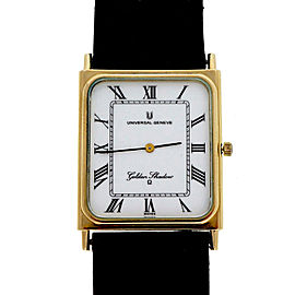 Universal Geneve 14k Gold Golden Shadow Strap Watch Ultra Thin Quartz