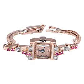 Crawford .12 Carat Diamond Ruby Rose Gold Ladies Wristwatch