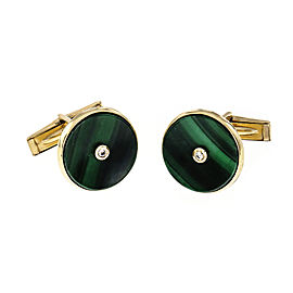 Vintage 1960 Malachite Cuff Links 14k Gold Diamond