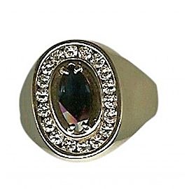 Estate 14k Gold Unique Large Marquise Blue Sapphire & Channel Set Diamond Ring