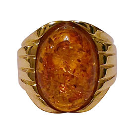 Ross Simons 18K Yellow Gold and Amber Ring Size 5