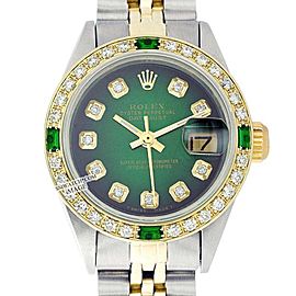 Rolex Datejust Oyster Perpetual Stainless Steel/18K Gold Green Vignette Diamond Watch