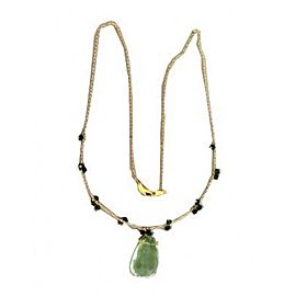 Estate Green Amethyst Turquoise Art Style 14k Yellow Gold Necklace 17 1/2 Chain