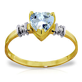 0.98 CTW 14K Solid Gold Ring Natural Aquamarine Diamond