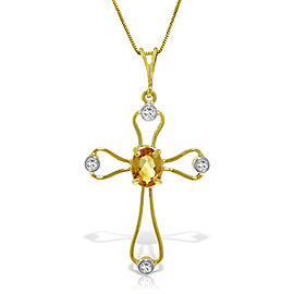 0.57 CTW 14K Solid Gold Faith Citrine Diamond Necklace