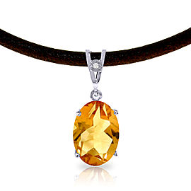 7.56 CTW 14K Solid White Gold Darkness Delayed Citrine Diamond Necklace