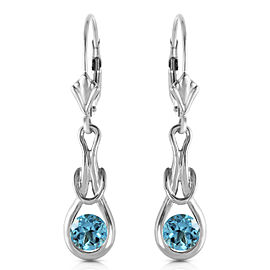 1.3 CTW 14K Solid White Gold Timeless Love Blue Topaz Earrings