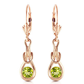 14K Solid Rose Gold Leverback Earrings with Natural Peridots