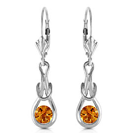 1.3 CTW 14K Solid White Gold Checkmate Citrine Earrings