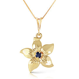 0.1 CTW 14K Solid Gold Flower Necklace Natural Sapphire