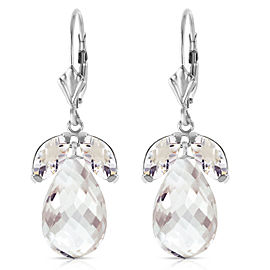 14.4 CTW 14K Solid White Gold Alabastair White Topaz Earrings