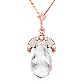 14K Solid Rose Gold Necklace with Natural White Topaz