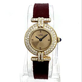 MUST DE CARTIER VERMEIL COLISÈE Quartz GoldPlated Argent Watch 0.89TCW DIAMONDS 
