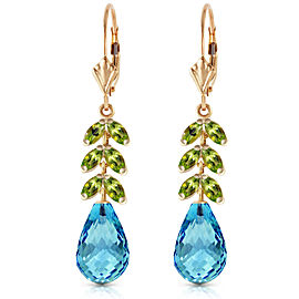 11.2 CTW 14K Solid Gold Momentum Blue Topaz Peridot Earrings